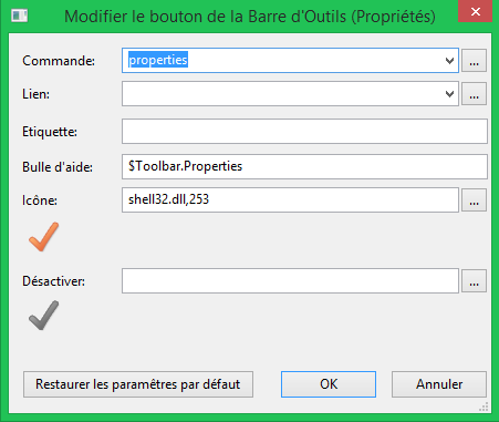 Modifier le bouton de la barre d’outils Modifier le bouton de la barre d’outils