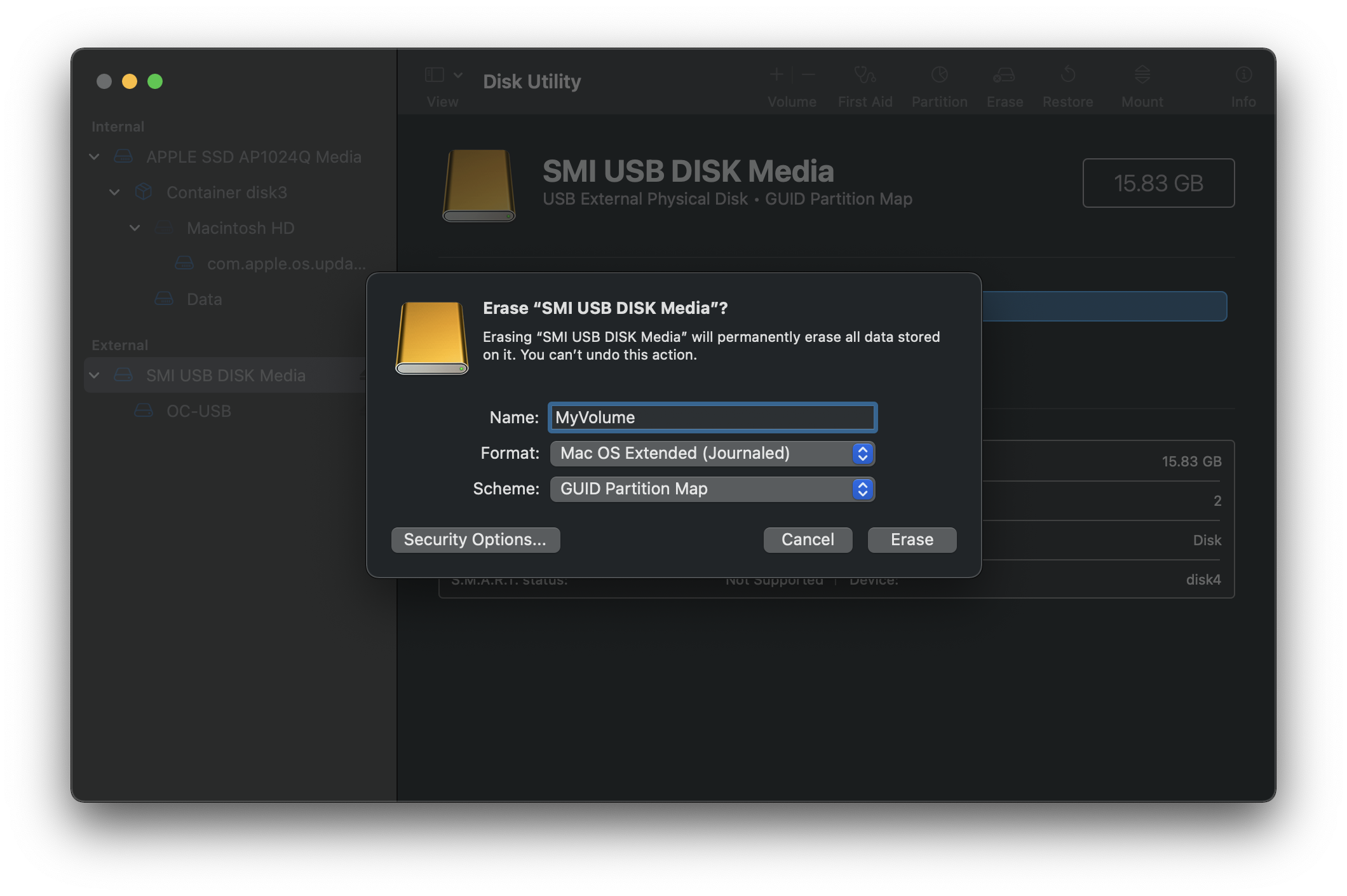 Formatting the USB