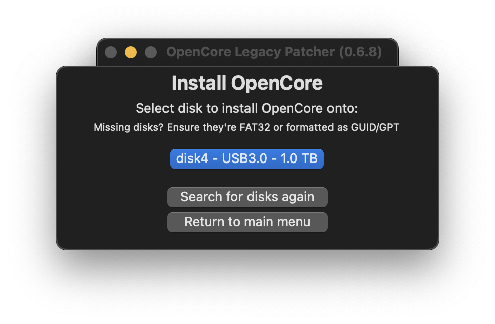 Select disk